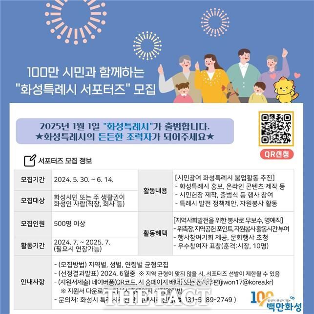 화성특례시 서포터즈 모집 홍보물./화성시