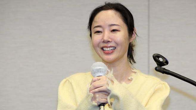 민희진 어도어 대표가 31일 서울 중구 프레스센터에서 어도어 임시주주총회 관련 기자회견을 하고 있다. /장련성 기자