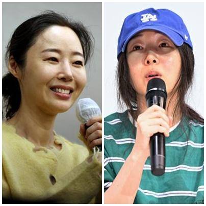 달라진 민희진 어도어 대표의 기자회견 모습. 왼쪽이 31일 서울 중구 프레스센터에서 열린 두 번째 기자회견이고, 오른쪽은 4월 25일 열린 첫 번째 기자회견이다. 신용주 인턴기자, 박시몬 기자