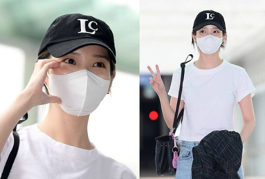 아이유가 흰 티에 청바지를 입고 마닐라로 출국했다.사진=MK스포츠 DB