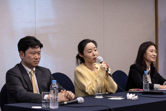 ADOR CEO Min Hee-jin during Friday's press conference. [JOINT PRESS CORPS]