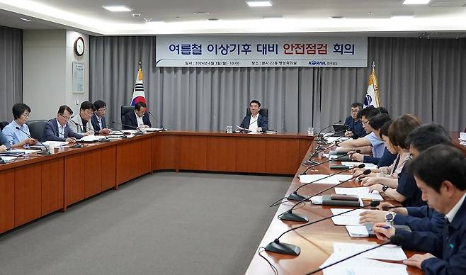 코레일 재난안전 대책 점검회의 모습.(한국철도공사 제공)