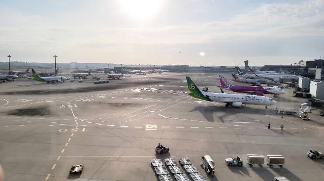 나리타공항 제3터미널 주기장. 연합뉴스