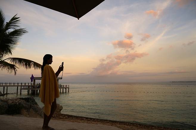 리조트의 전용 해변