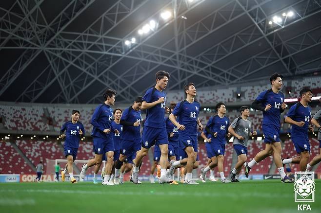 훈련하는 한국 축구대표팀. /사진=대한축구협회 제공