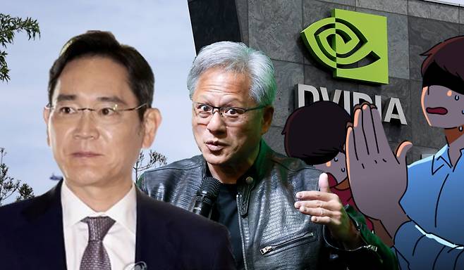 이재용(왼쪽) 삼성전자 회장과 젠슨 황 엔비디아 CEO [연합·AFP·게티이미지]