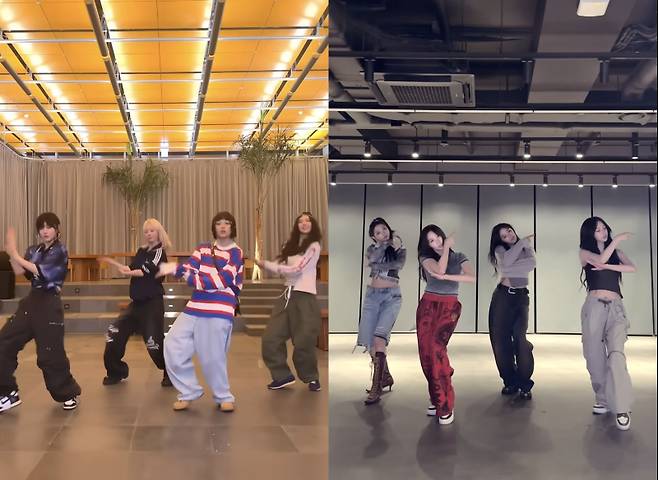 에스파와 뉴진스 합동 댄스 챌린지. (사진=인스타그램 캡처)