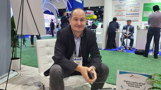 요그 알그림 SK팜테코 대표가 지난 6일(현지시간) '2024 바이오 인터내셔널 컨벤션'(이하 '바이오 USA')에서 인터뷰하고 있다. /사진='바이오 USA' 한국 공동 취재단