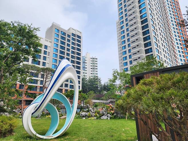 e편한세상 구성역 플랫폼시티 단지 조경. 심은지 기자