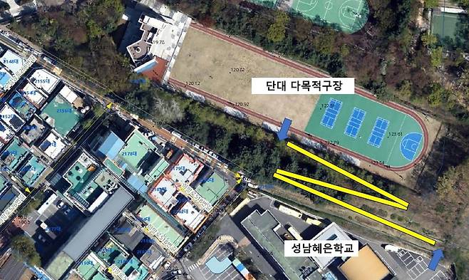 성남 혜은학교~단대공원 다목적구장 통학로  [성남시 제공. 재판매 및 DB 금지]