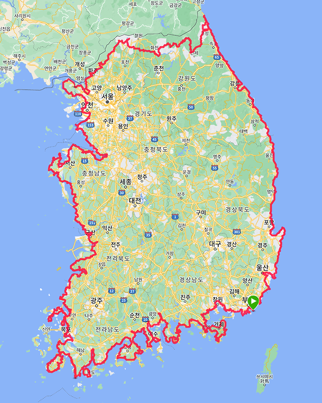 0종주코스.png 294일, 4200km의 도보여행, 코리아둘레길 종주(上)