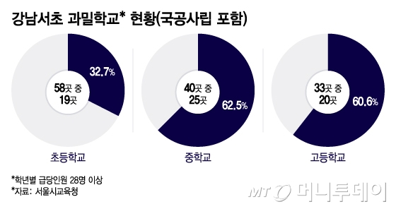 강남서초 과밀학교 현황(국공사립 포함)/그래픽=이지혜