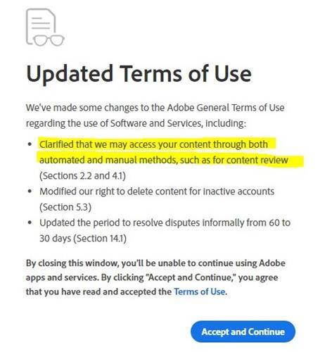 변경된 어도비 약관 [커뮤니티 캡처. 재판매 및 DB 금지]