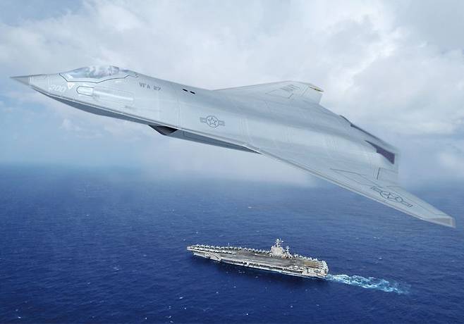 F/A-XX 이미지, 미국은 NGAD 하위 프로젝트로 미 공군의 PCA(Penetrating Counter Air)와 미 해군의 F/A-XX, 차세대 적응형 엔진 NGAP(Next-Generation Adaptive Propulsion)개발을 진행 중이다. 자료=노스롭그루먼
