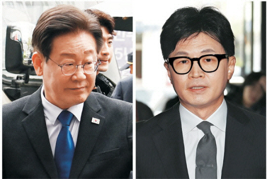 이재명(왼쪽 사진) 더불어민주당 대표와 한동훈 전 국민의 힘 비상대책위원장 곽성호, 윤성호 기자