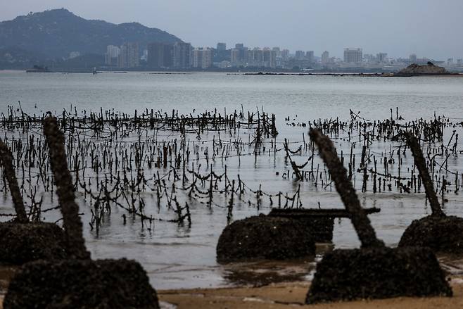 대만 진먼섬에 중국군 상륙 방지용 스파이크가 있다. [AFP]