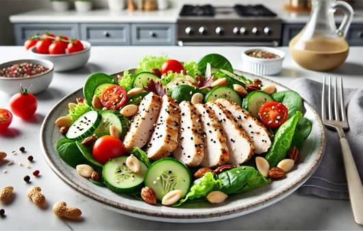 고단백 식단이 장내 미생물 구성에 변화를 유발하고 체중과 체지방 감량에 도움이 된다는 연구 결과가 나왔다ㅣ출처: DALL·E