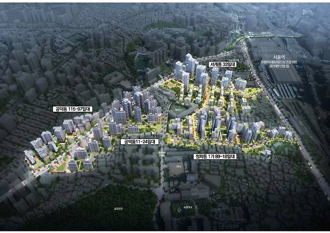 서울시가 서울역 서쪽 서계·공덕·청파 일대에 7000가구를 공급하는 신속통합기획을 확정했다. 사진은 서계·공덕청파 4개소 신속통합계획 조감도. /사진=서울시