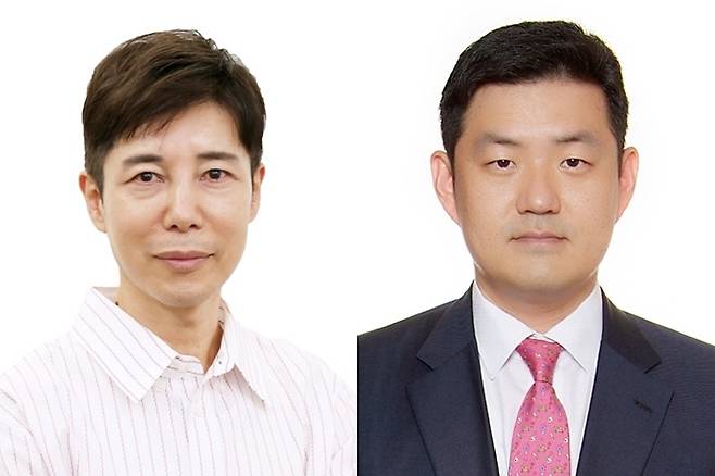 엔씨큐에이 김진섭(왼쪽) 대표이사 후보자와 엔씨아이디에스 이재진 대표이사 후보자.