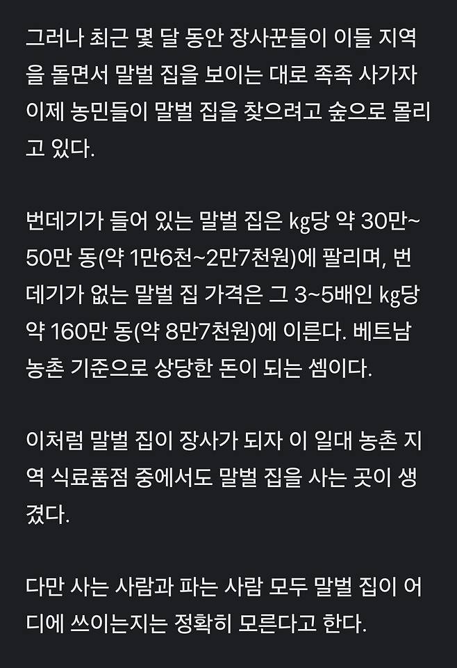 베트남 말벌 집 수요 급증, 왜?…용처 불명 속 \'中 수출설\'도