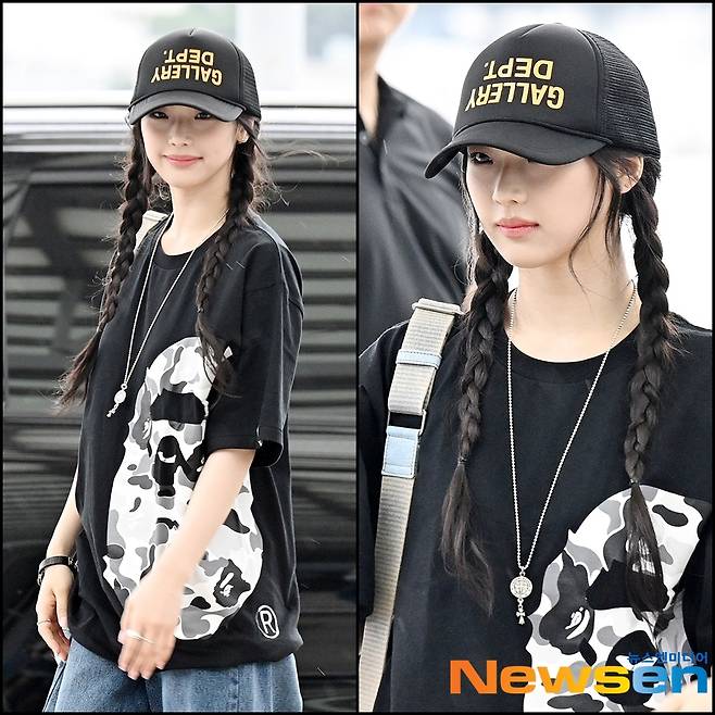 6월 22일 대만 팬미팅 일정차 출국하는 멤버 루카, 검정 배경의 오버핏 티셔츠에 데님 패션으로 힙한 매력을 뽐냈으며 양갈래 머리에 모자까지 착용해 산뜻함이 공존하는 미모로 주목을 받았다.