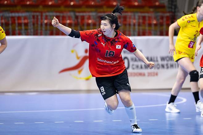 [서울=뉴시스] 한국 20세 이하(U-20) 여자 핸드볼 국가대표 김지아(삼척시청). (사진=국제핸드볼연맹 제공) *재판매 및 DB 금지