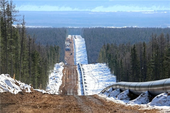 중국으로 이어지는 러시아 시베리아의 천연가스 파이프라인. /Gazprom