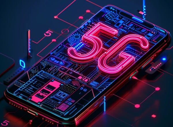 ▲생성형AI로 만든 스마트폰과 5G 이미지. 그래픽=미드저니