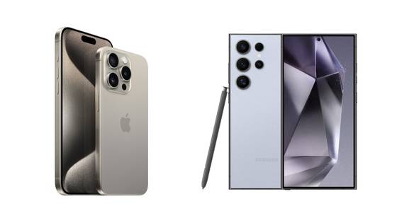Apple's flagship smartphone iPhone 15 Pro and Samsung's flagship smartphone Galaxy S24 Ultra [APPLE, SAMSUNG ELECTRONICS]