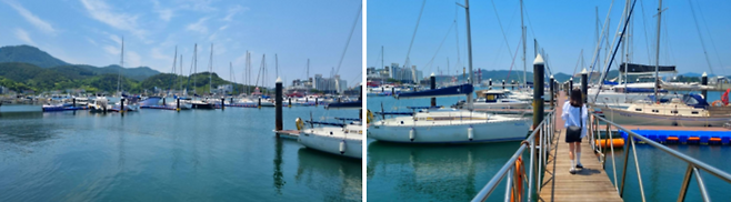 금호통영마리나 리조트 요트 선착장 / 사진=김혜성 여행+ 기자