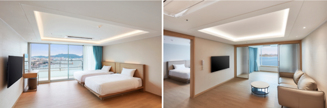 패밀리프리미어와 스위트프리미어 객실 / 사진=금호통영마리나리조트 제공