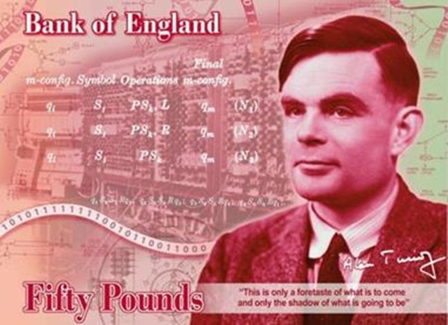 영국 지폐의 최 고액권인 50파운드 신권에 새겨진 앨런 튜링 얼굴 ⓒ
