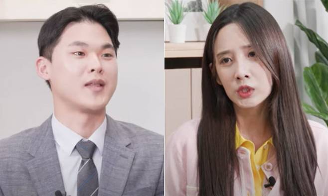 지난 6월 서울지방변호사회&nbsp;유튜브 채널 코너 ‘하찮은 재판소’에 출연한&nbsp;조영준 법무법인 YK 변호사(왼쪽)와 걸그룹 러블리즈 출신 가수 유지애씨 모습. 서울지방변호사회 제공