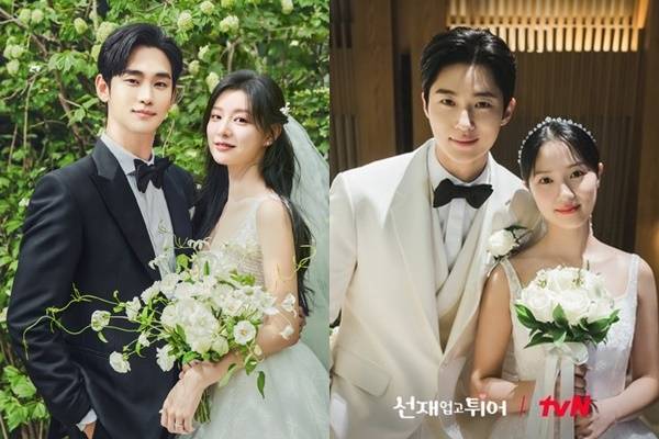 왼쪽부터 김수현 김지원 변우석 김혜윤, tvN ‘눈물의 여왕’ ‘선재 업고 튀어’