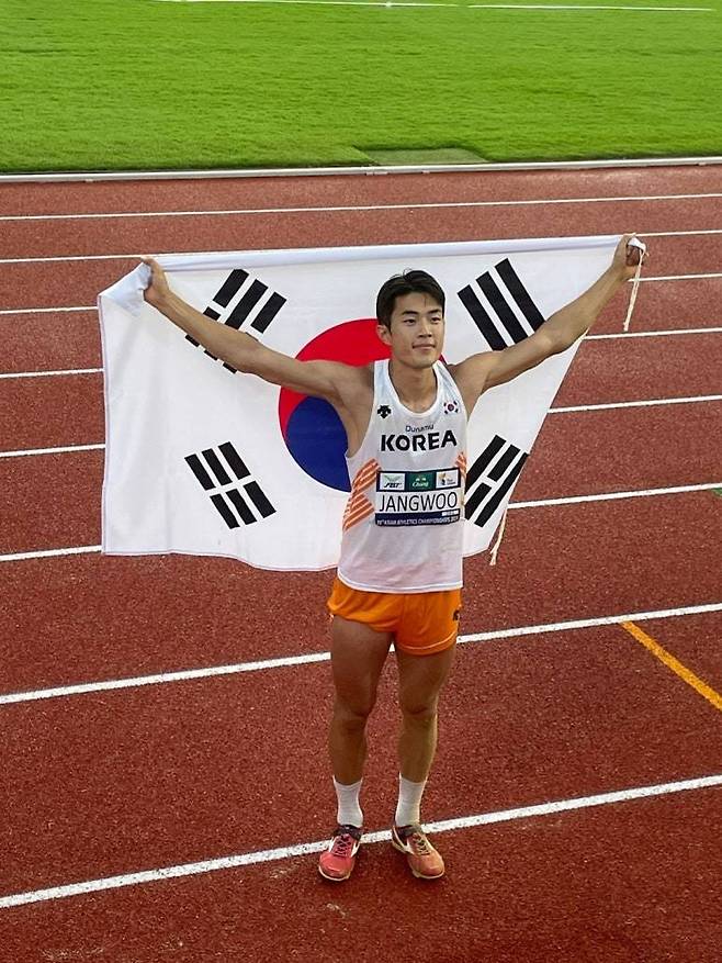 남자 세단뛰기 김장우는 지난달 25일 전국육상경기선수권대회에서 16m85의 기록으로 은메달을 목에 걸며 파리올림픽행 막차를 탔다. 사진제공｜대한육상연맹