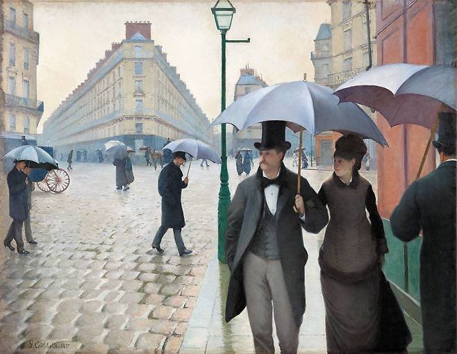 프랑스 화가 귀스타브 카유보트가 1877년에 그린〈파리 거리, 비 오는 날〉. /미국 시카고 미술관(아트 인스티튜트) 소장