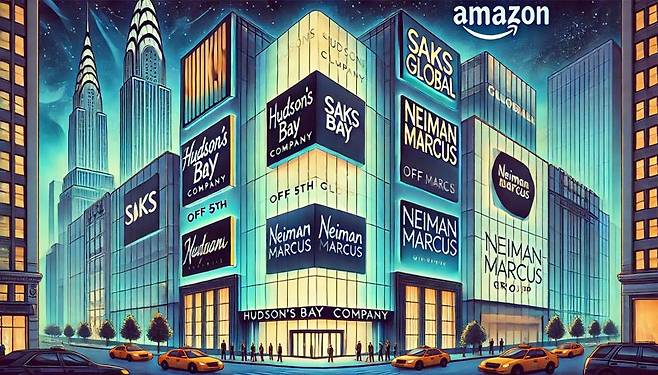 오픈AI의 이미지 생성 도구 달리(DALL·E)3가 미국 백화점 삭스와 니먼마커스의 합병된 백화점을 표현했다. 이미지=오픈AI DALL·E3