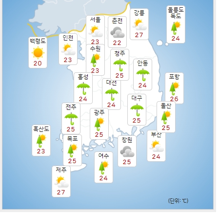 ⓒ기상청: 내일(7일) 오전 전국날씨