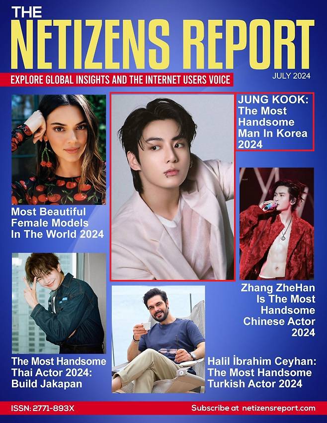 방탄소년단 정국, '2024년 한국에서 가장 잘생긴 남자' 선정..美 '네티즌 리포트' 표지 장식