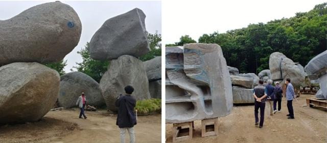 김창곤 홍익대 교수의 핵석 조각 작품들. 인천시 제공