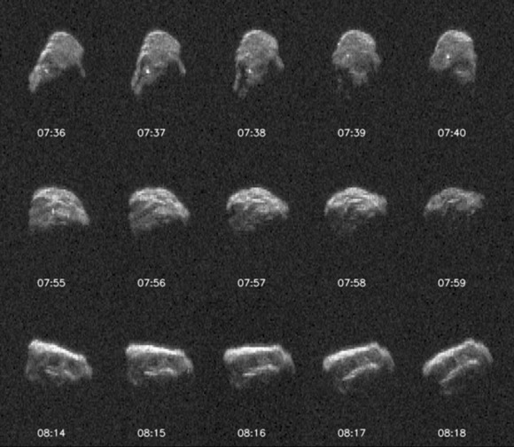 지구를 스쳐 지나가기 직전에서야 발견된 2024 MK 소행성. 미 항공우주국(NASA) 제트추진연구소(JPL)는 골드스톤 태양계 시스템 레이더로 관측한 모습