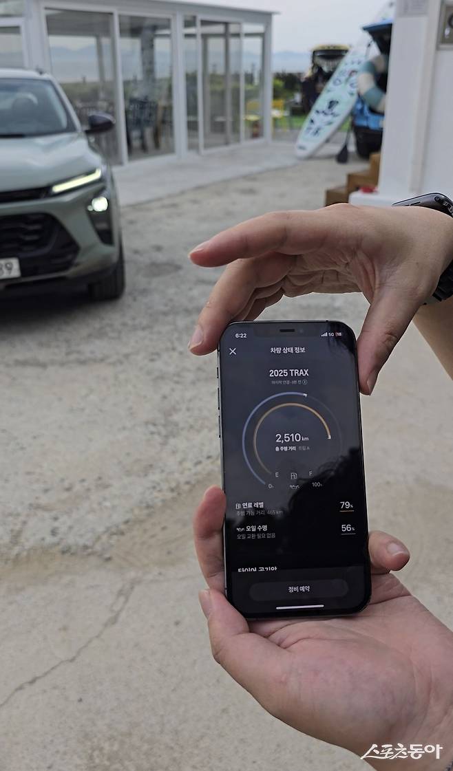 온스타 서비스를 통해 차량 상태를 점검해보고 있다. sereno@donga.com