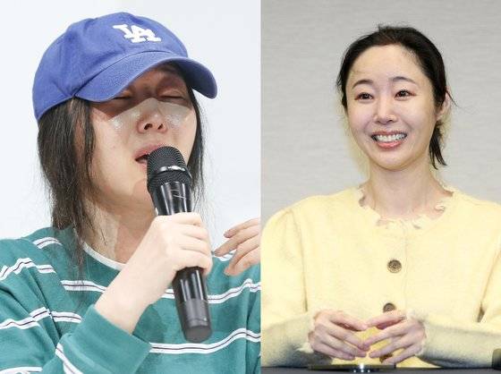 민희진 어도어 대표의 지난 4월 1차 기자회견 당시 패션(왼쪽), 5월 2차 기자회견 당시 패션. 뉴스1