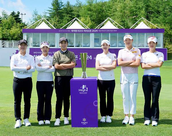 2024년 한국여자프로골프(KLPGA) 투어 하이원리조트 여자오픈에 출전하는 김지수, 장은수, 한진선, 이가영, 방신실, 김재희 프로. 사진제공=대회 조직위