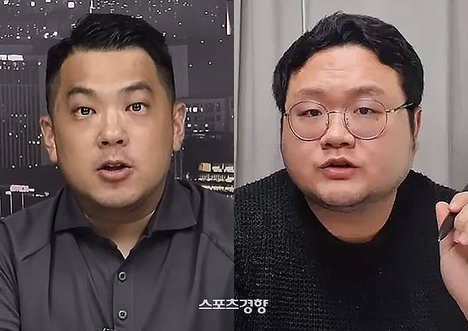 일명 ‘렉카연합’에 소속된 것으로 알려진 카라큘라(왼쪽)과 구제역. 유튜브 방송화면