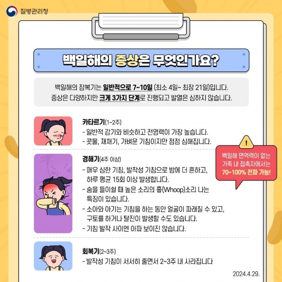 백일해 증상은. 질병관리청 제공