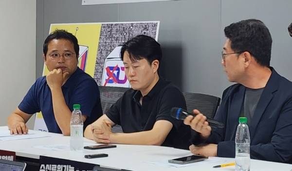 ▲2024년 7월16일 서울 영등포구 여의도 언론노조 KBS본부 사무실에서 KBS PD협회와 KBS본부 주최로 '추적60분 보도본부 이관 사태 관련 제작진 긴급 기자회견'이 진행되고 있다. 사진=노지민 기자