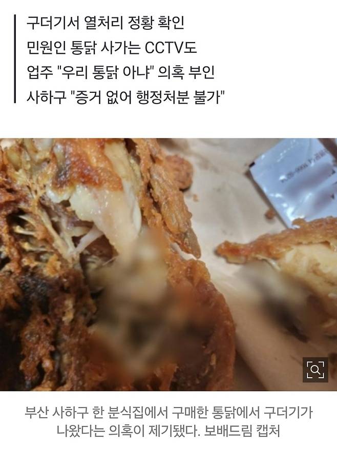 [단독] "다리 뜯자 후두둑" 부산 \'구더기 치킨\', 검사 결과는...