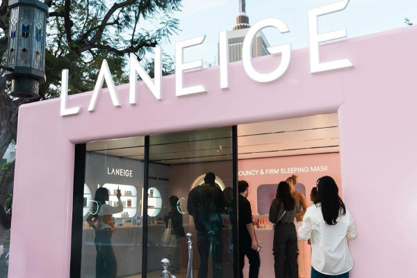 Panoramic view of Laneige’s ‘Bouncy & Firm Sleeping Mask’ pop-up store in LA, on April. [Photo provided by Laneige America instagram]