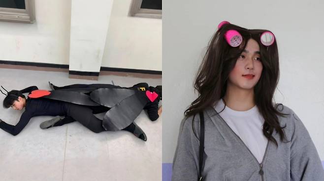 17일 의정부고 방송부 UHBS는 이날 SNS(소셜네트워크서비스)에 고3 학생들의 졸업사진을 공개했다. (왼쪽부터) 러브버그와 배우 지예은을 패러디한 학생들. /사진=의정부고 방송부 UHBS 인스타그램